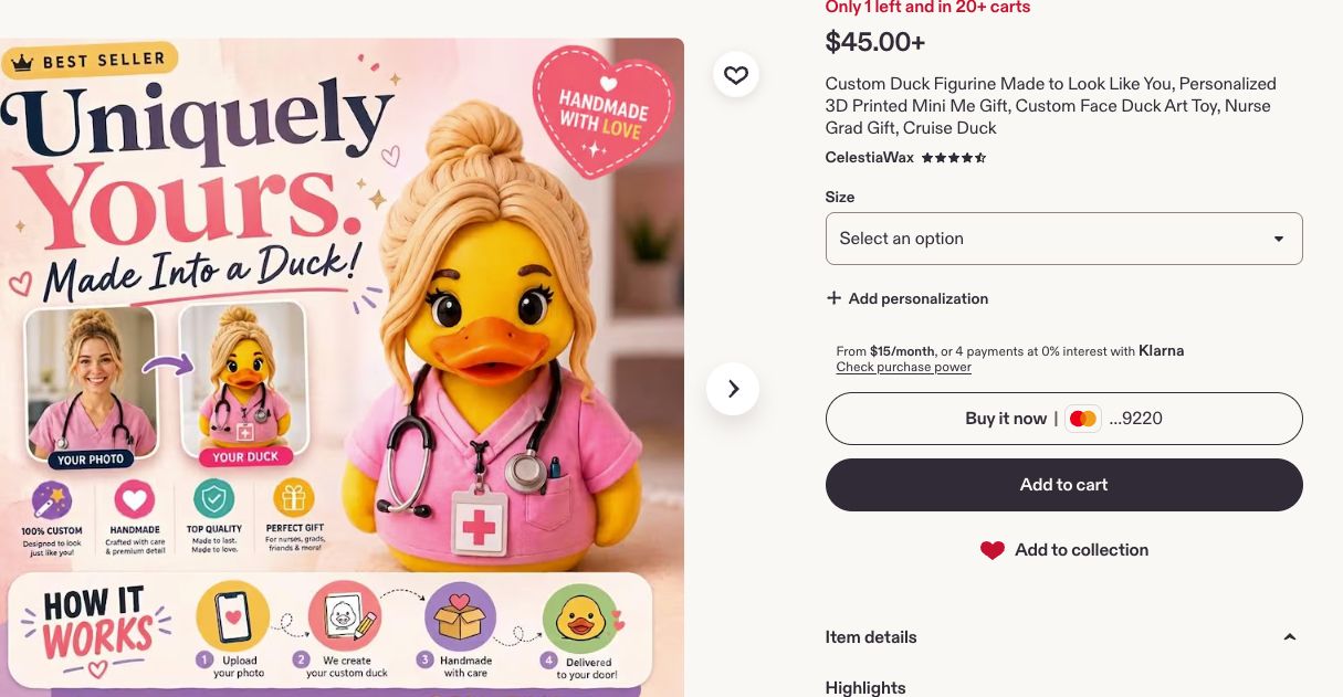 Shop on Etsy selling ducks
